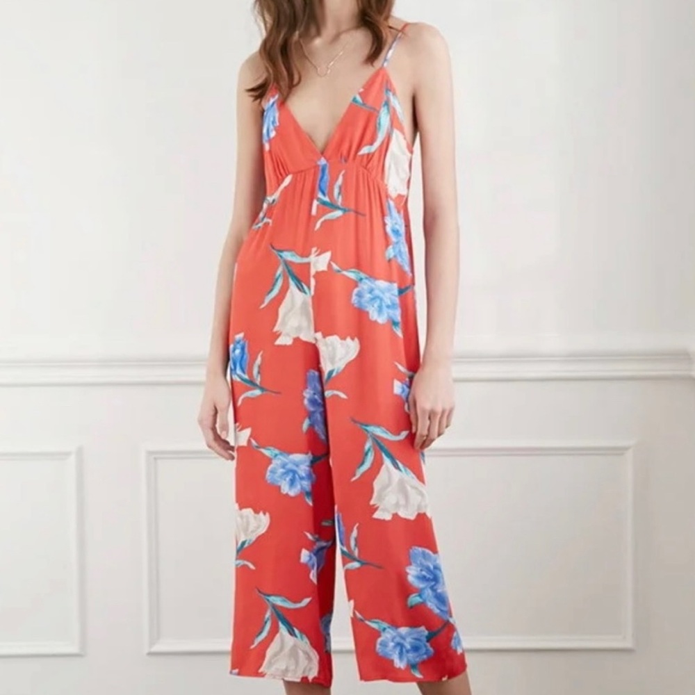 Forever 21 Red Floral Jumpsuit